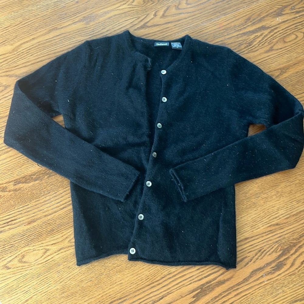 Black wool and rabbis hair cardigan